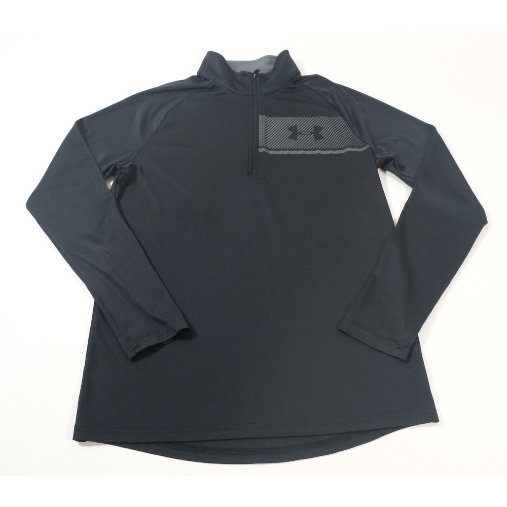 Under Armour Pullover Mens Small Black Heatgear Quarter Zip Athletic Active Top